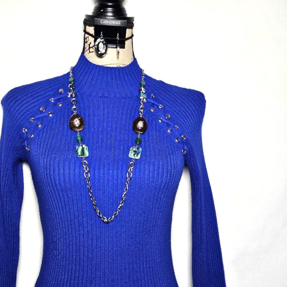 Catherines Silver Tone Beaded Necklace Earrings Nwt 14$